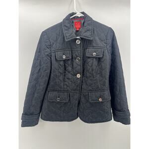 Vintage Oscar de la Renta Black Quilted Bed Jacket Womens Size 4